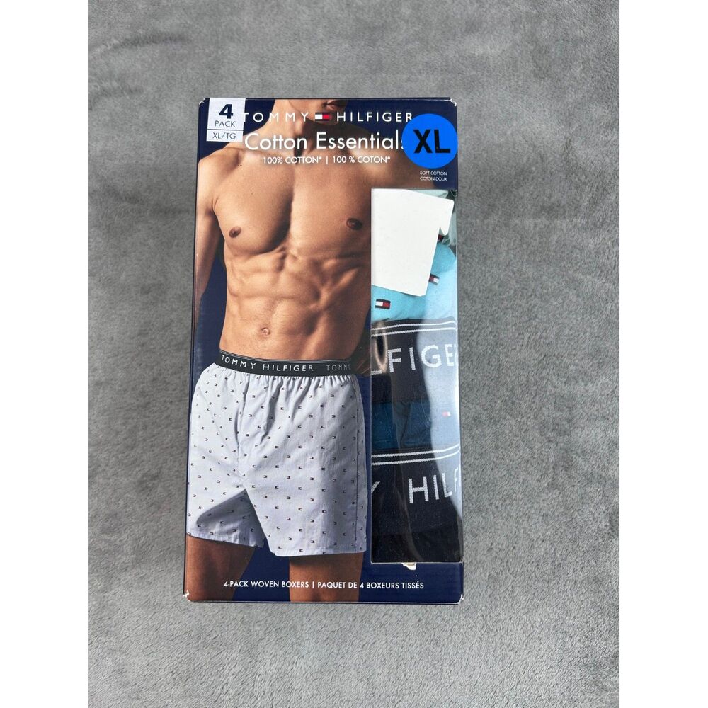Tommy Hilfiger Men’s XL 40-42 Cotton Woven Boxers 4 Pack New Open Box